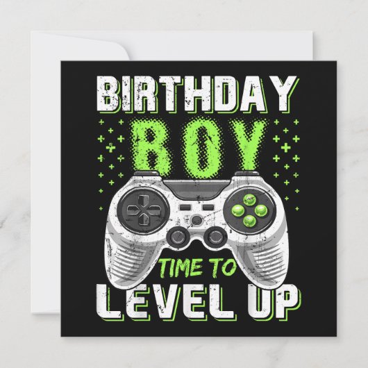 Invitation Niveau Up Anniversaire Jeu vidéo pour garçon (Devant)