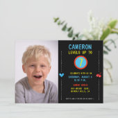 Invitation Niveau up Custom 7th Birthday Party Boy Photo (Debout devant)