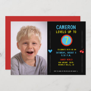 Invitation Niveau up Custom 7th Birthday Party Boy Photo