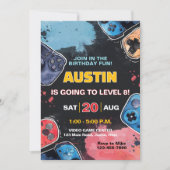 Invitation Niveau Up Gamer N'importe quel âge Garçons ou fill (Devant)