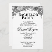 Invitation Niveaux de gris des Roses et Parties scintillant B (Devant / Derrière)