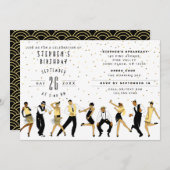Invitation NO AGE Art Déco/Great Gatsby/1920s Anniversaire (Devant / Derrière)