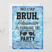Invitation No Cap Bruh Boy Teenager Birthday Pizza Pool Party (Devant)