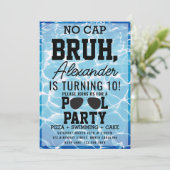 Invitation No Cap Bruh Boy Teenager Birthday Pizza Pool Party (Debout devant)