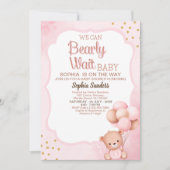 Invitation No podemos esperar mas Lindo oso Rosa Baby shower (Devant)