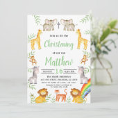 Invitation Noahs Ark Animal Rainbow Watercolor Christing (Debout devant)