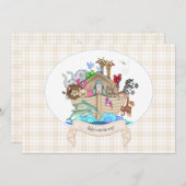 Invitation Noah's Ark Animals En vichy ivoire (Devant / Derrière)