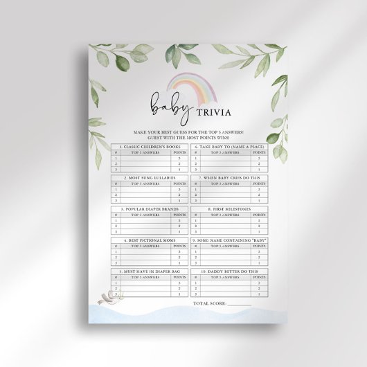 Invitation Noah's Ark Baby shower Baby Trivia Jeu