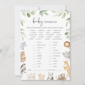 Invitation Noah's Ark Baby shower bébé animal match jeu (Devant)