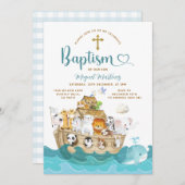 Invitation Noah's Ark Baptism Christening Adventure Cross (Devant / Derrière)