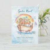 Invitation Noah's Ark Blue Aquarelle Révélation de genre (Debout devant)