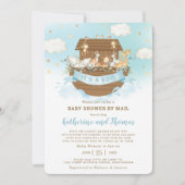 Invitation Noah's Ark Cute Animals Baby shower garçon par cou (Devant)