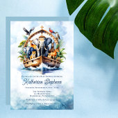 Invitation Noah's Ark Cute Animals Blue Boy Baby shower