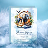 Invitation Noah's Ark Cute Animals Blue Boy Baby shower