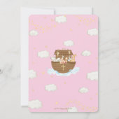 Invitation Noah's Ark mignon Animaux Pink Baptism Christening (Dos)