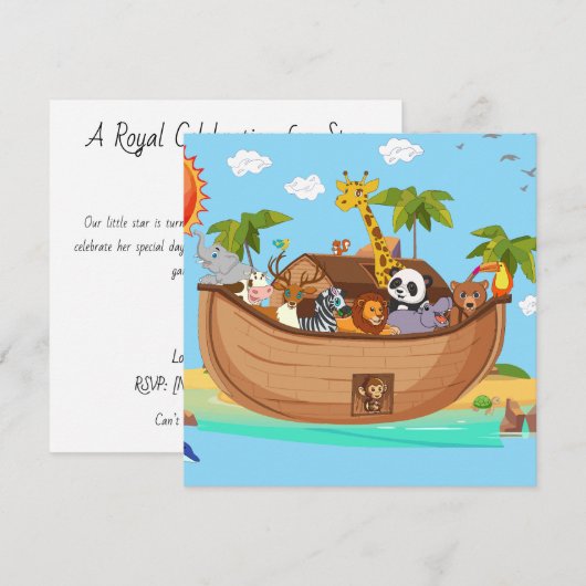 Invitation Noah's Ark Personalize Custom (Devant / Derrière)