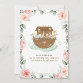 Invitation Noah's Ark rose Floral Girl Baptism Christening (Dos)