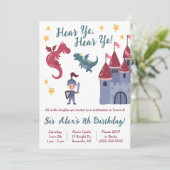 Invitation Noble Chevalier, Dragon, Château Fête d'Anniversai (Debout devant)