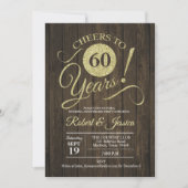 Invitation Noce de bois rustique - 60e anniversaire de mariag (Devant)