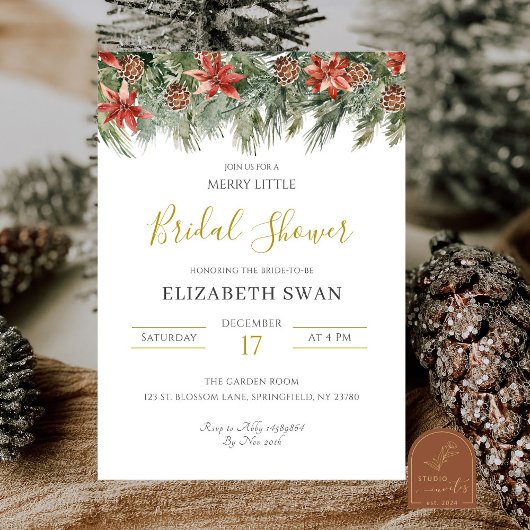 Invitation Noce de Noël Petite Fête de Mariage Joyeuse