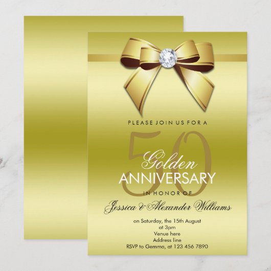 Invitation Noce de ruban 50 ans de mariage (Devant / Derrière)