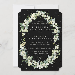 Invitation Noce Élégante à la Myrtille et à l'Eucalyptus Noir