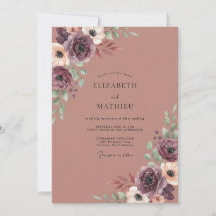 Invitation Noces à la Renoncule en Terre Cuite de Prune et à