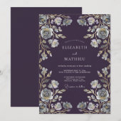 Invitation Noces à la Vigne Argentée de Prune (Devant / Derrière)