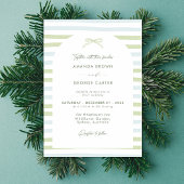 Invitation Noces à ruban rayé vert sauge