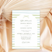 Invitation Noces à ruban rayé vert sauge