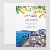 Invitation Noces à Santorin en Grèce avec citrons (Devant / Derrière)