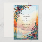 Invitation Noces Anémone Acier et Prune (Devant / Derrière)