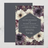 Invitation Noces Anémone Crépuscule Prune (Devant / Derrière)