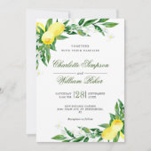 Invitation Noces aquarelle de verdure de floraison de citrons (Devant)