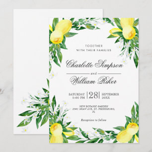 Invitation Noces aquarelle de verdure de floraison de citrons