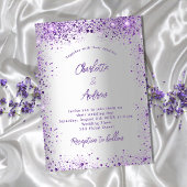 Invitation Noces argent violet pourpre scintillations
