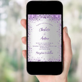 Invitation Noces argent violet pourpre scintillations