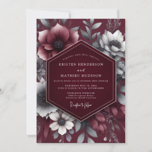 Invitation Noces au crépuscule de grenat ardoise