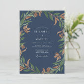 Invitation Noces au feuillage d'eucalyptus ocre ardoise (Debout devant)