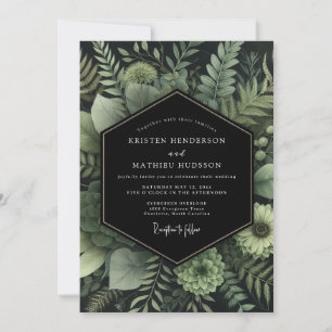 Invitation Noces au feuillage du crépuscule émeraude
