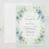 Invitation Noces au Periwinkle Mint Ranunculus Eucalyptus (Devant / Derrière)
