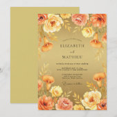 Invitation Noces au pétale d'abricot doré (Devant / Derrière)