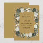 Invitation Noces au pétale d'ardoise ocre (Devant / Derrière)