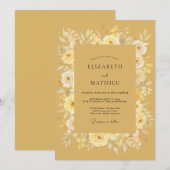 Invitation Noces au pétale d'ocre doré (Devant / Derrière)