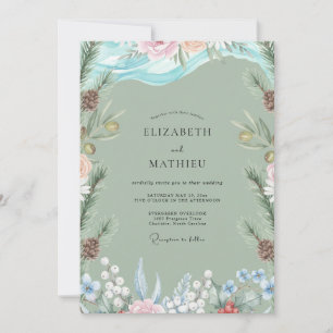 Invitation Noces au pin éternel Eucalyptus écume de mer