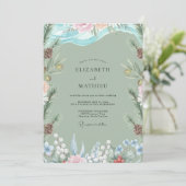 Invitation Noces au pin éternel Eucalyptus écume de mer (Debout devant)