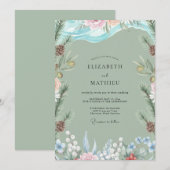 Invitation Noces au pin éternel Eucalyptus écume de mer (Devant / Derrière)