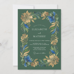 Invitation Noces Automnales Nobles de Vert Chasseur