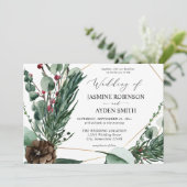 Invitation Noces Baies d'Hiver & Verdure de Pin 2 (Debout devant)