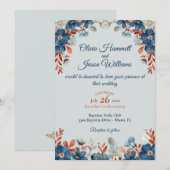 Invitation Noces Bleu Barbeau et Cuivre (Devant / Derrière)